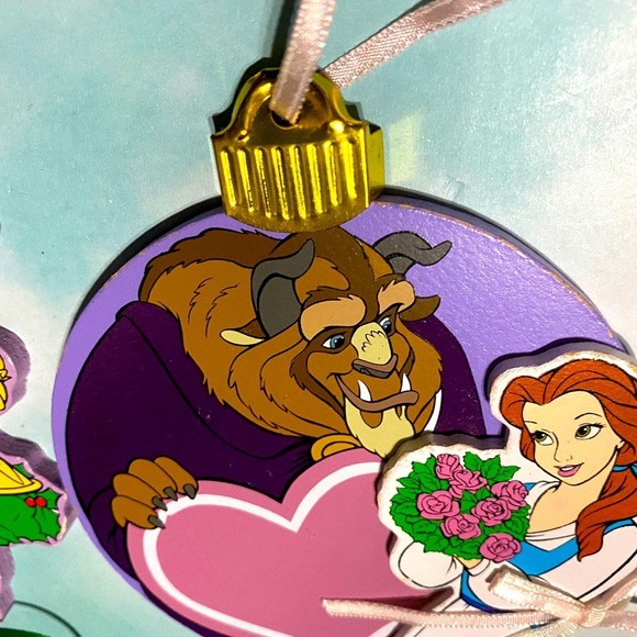 DISNEY’S BEAUTY & THE BEAST VTG 90s KURT ADLER WOODEN HANDCRAFTED XMAS ORNAMENTS - Picture 10 of 16